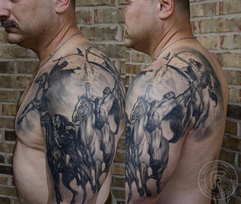 Four horsemen of the apocalypse tattoo by francisco sanchez: tattoonow